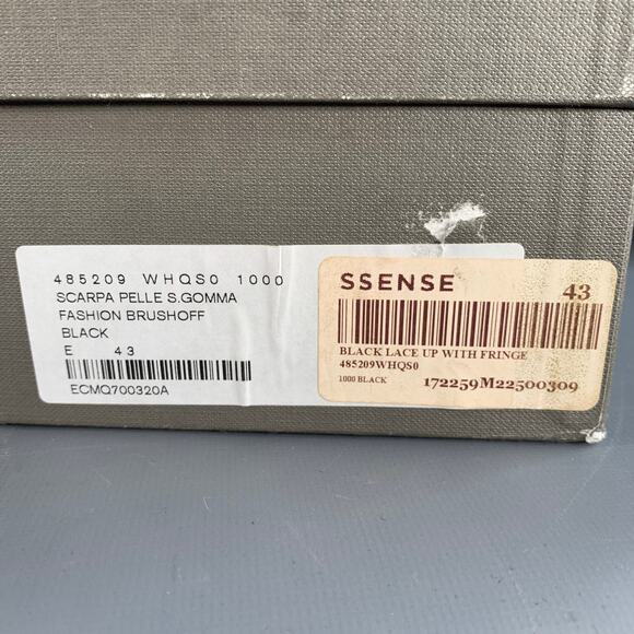 ALEXANDER MCQUEEN Size 10 Black Leather Fringed Tread Sole Lace-Up Shoes - Picture 12 of 12